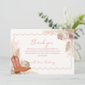 Elegant Boho Cowgirl Boots Pampas Baby shower Bedankkaart (Staand voorkant)