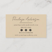 Elegant Boho Cream Neutraal Chique Minimalistisch  Visitekaartje (Achterkant)