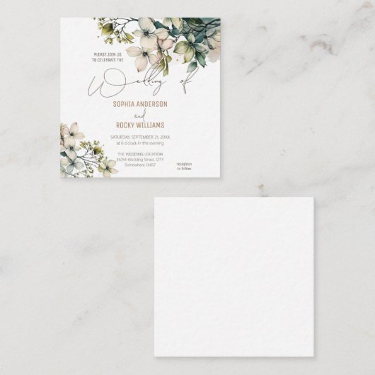 Elegant Boho Cute Wildflower Floral bruiloft Informatiekaartje (Voorkant / Achterkant)