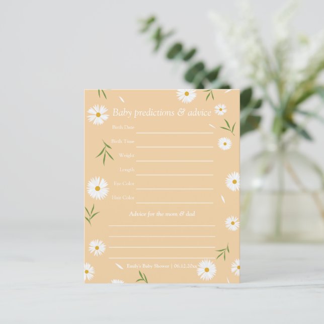 Elegant Boho Daisies Baby shower Guessing spel (Staand voorkant)