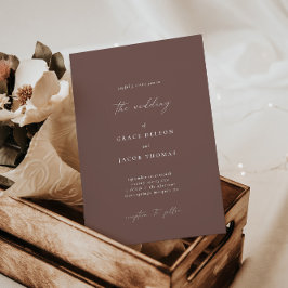 Elegant Boho Dark Mauve Wedding Invitation Kaart