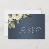 Elegant Boho Dusty Blue en Rozen bruiloft RSVP (Voorkant)