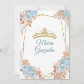 Elegant Boho Dusty Blue Floral Princess Sweet 15th Kaart (Achterkant)