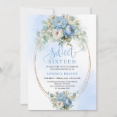 Elegant Boho Dusty Blue Peonies Sweet Sixteen Kaart (Voorkant)
