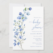 Elegant Boho Dusty Blue Wildflower Baby shower Kaart (Voorkant)