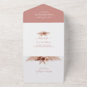 Elegant Boho Dusty Roos Pampas Wedding All In One Uitnodiging (Buitenkant)