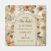Elegant Boho Earthy Ivory Olive Floral Save Date Magneet (Voorkant)