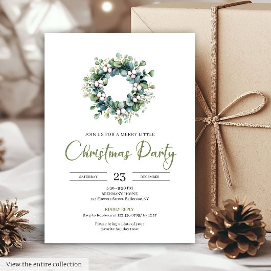 Elegant Boho Earthy Watercolor Festive Party Xmas Kaart