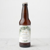 Elegant boho eucalyptus groen goud lijst bier etiket (Voorkant)