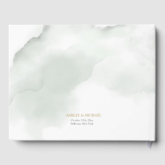 Elegant boho eucalyptus groen goud lijst gastenboek (Achterkant)