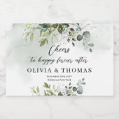 Elegant boho eucalyptus groen goud lijst sparkling wijnetiket (Enkel label)