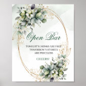Elegant Boho Eucalyptus Open Bar Huwelijksbord Poster (Voorkant)