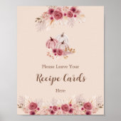 Elegant Boho Fall Leave Your Recipe Card Here Poster (Voorkant)