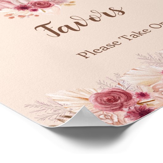 Elegant Boho Fall Pumpkin Favors Please Take One Poster (Hoek)