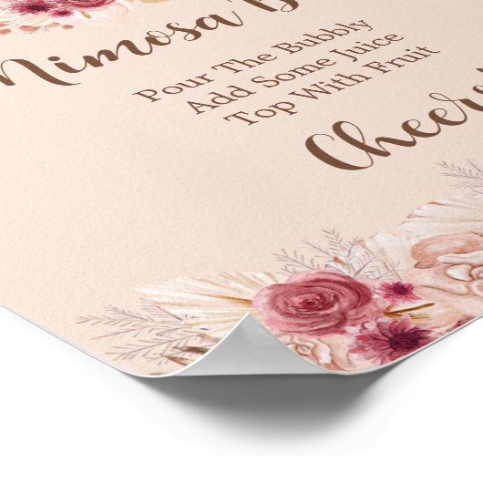 Elegant Boho Fall Pumpkin Mimosa Bar Poster (Hoek)