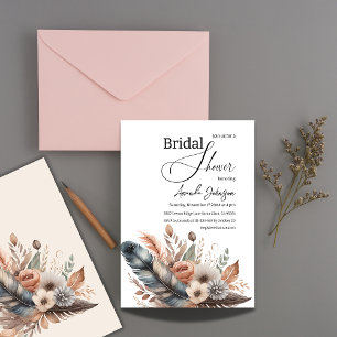Elegant Boho Feather Floral Vrijgezellenfeest Kaart