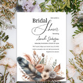 Elegant Boho Feather Floral Vrijgezellenfeest Kaart