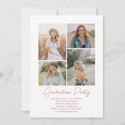 Elegant Boho Floral Afstuderen Uitnodiging (Achterkant)