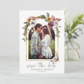 Elegant Boho Floral Arch Photo Save the Date (Staand voorkant)