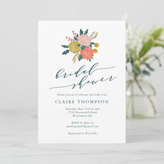 Elegant Boho Floral Art Simple Vrijgezellenfeest Kaart (Staand voorkant)
