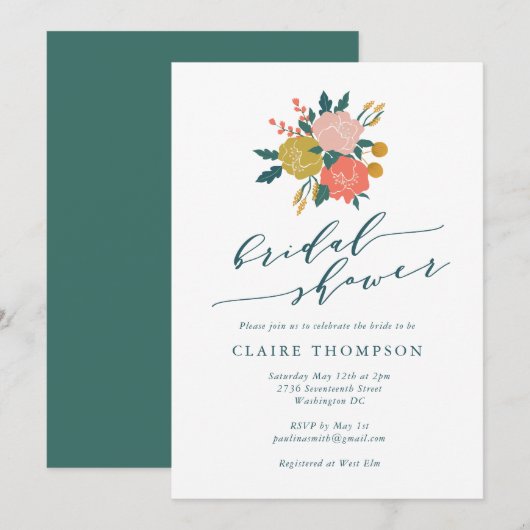 Elegant Boho Floral Art Simple Vrijgezellenfeest Kaart (Voorkant / Achterkant)