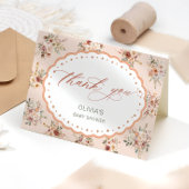 Elegant Boho Floral Baby shower Dank u kaart