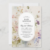 Elegant Boho Floral Baby shower Invitation Kaart (Voorkant)