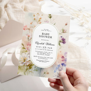 Elegant Boho Floral Baby shower Invitation Kaart