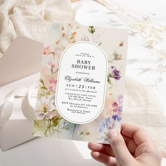 Elegant Boho Floral Baby shower Invitation Kaart