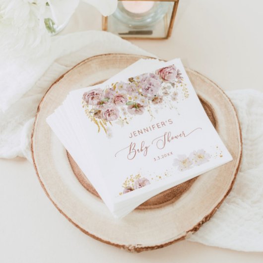 Elegant boho floral baby shower napkins servet