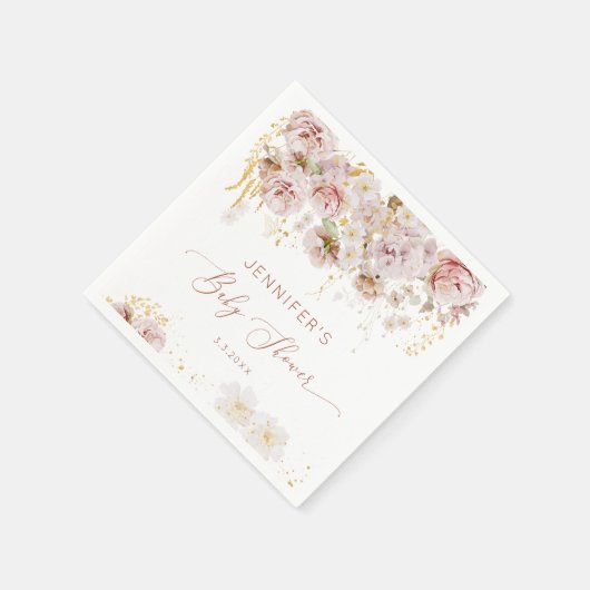 Elegant boho floral baby shower napkins servet (Hoek)