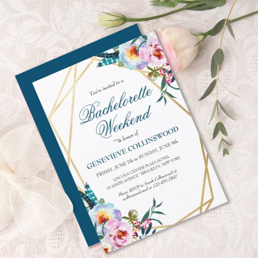 Elegant Boho Floral Bachelorette Weekend Kaart