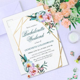 Elegant Boho Floral Bachelorette Weekend Uitnodiging Briefkaart