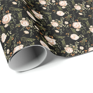 Elegant Boho Floral Black Terracotta Cadeaupapier