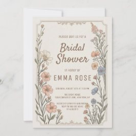 Elegant Boho Floral Bridal Shower Invitation Kaart