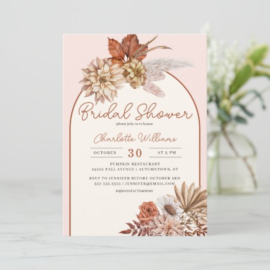 Elegant Boho Floral Bridal Shower Kaart (Staand voorkant)