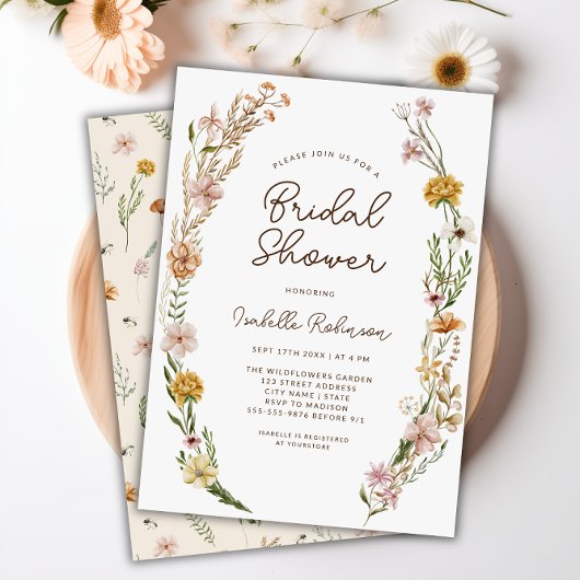 Elegant Boho Floral Bridal Shower Kaart