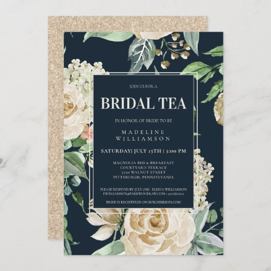 Elegant Boho Floral Bridal Tea Vrijgezellenfeest Kaart (Voorkant / Achterkant)