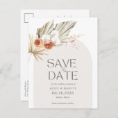 Elegant Boho Floral Budget Weddenschap Save the Da Aankondigingskaart (Voorkant / Achterkant)