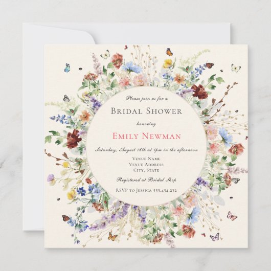 Elegant Boho Floral & Butterflies Vrijgezellenfees Kaart (Voorkant)