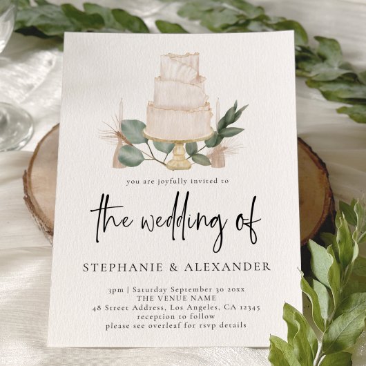 Elegant Boho Floral Cake QR Code Weddenschap Kaart