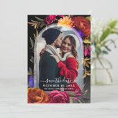 Elegant Boho Floral Foto Save The Date (Staand voorkant)