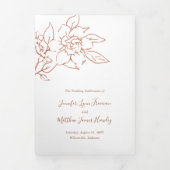 Elegant Boho Floral Foto Terracotta Wedding Drieluik Uitnodiging (Cover)