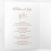 Elegant Boho Floral Foto Terracotta Wedding Drieluik Uitnodiging (Binnenzijde eerst)