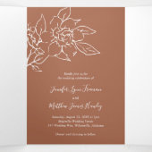 Elegant Boho Floral Foto Terracotta Wedding Drieluik Uitnodiging (Binnenkant midden)