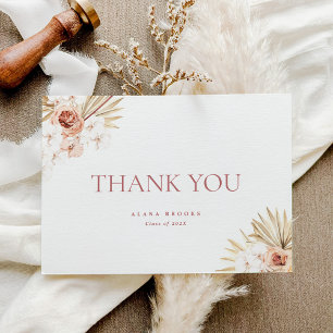 Elegant Boho Floral   Gevouwen Afstuderen Dank u Bedankkaart