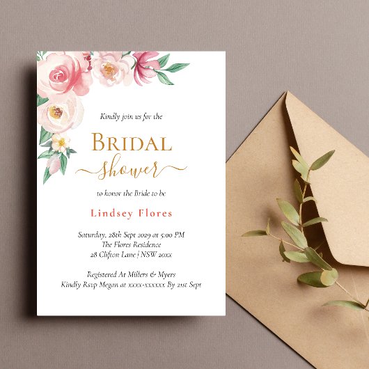 Elegant Boho Floral Gold Vrijgezellenfeest Kaart