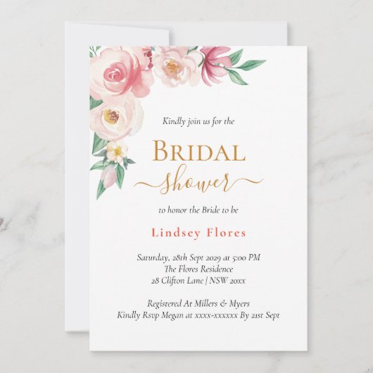 Elegant Boho Floral Gold Vrijgezellenfeest Kaart (Voorkant)