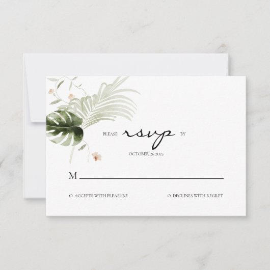 Elegant Boho Floral Greenery Wedding RSVP Kaartje (Voorkant)