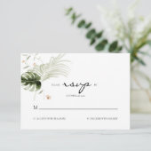 Elegant Boho Floral Greenery Wedding RSVP Kaartje (Staand voorkant)